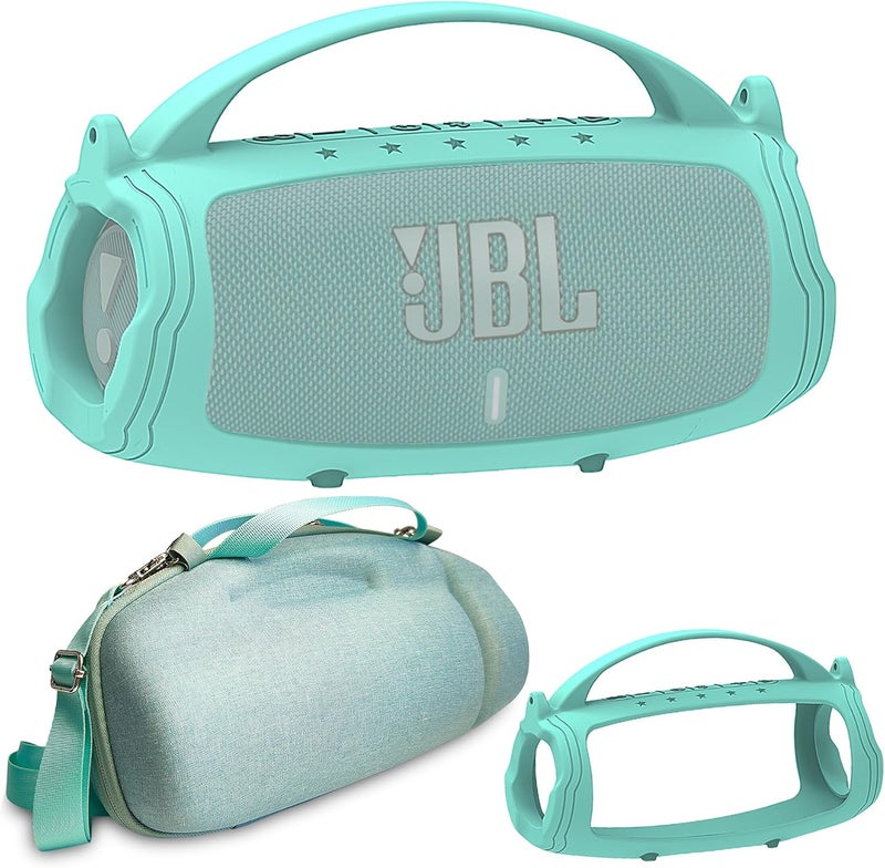 JCHPINE Silicone Cover and Hard Travel Case for JBL Charge 4 / Charge 5 Portable Bluetooth Speaker Accessories (Teal Case, NOT for Wi-Fi Version) - Image 1